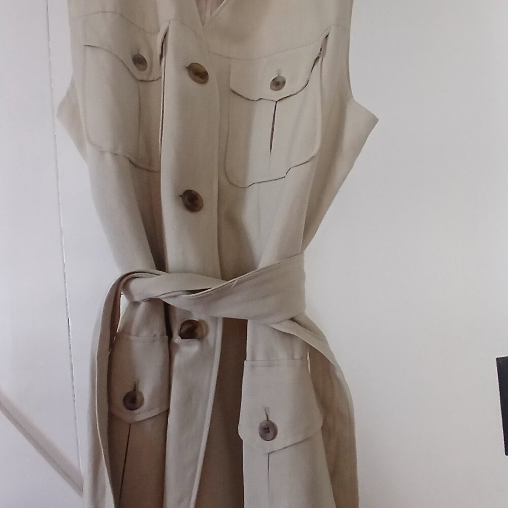 Casual Corner Khaki Safari Sleeveless Dress-Size 14